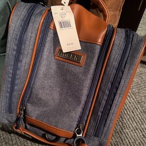Buckle Denim Blue and Tan Toiletry Bag